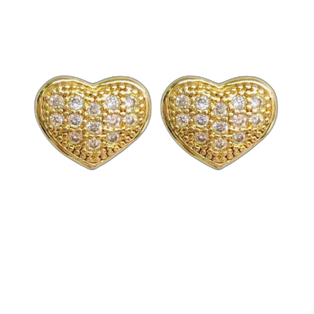 Heart Stud Earrings Set of 2 Pairs Gold Filled Mini + Pink Gift Box
